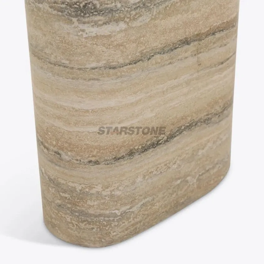 Mesa de Café Retangular Base de Pedra Natural Starstone Mármore Mesa de Café Travertino Prata Antiga Italiana Acabamento Fosco