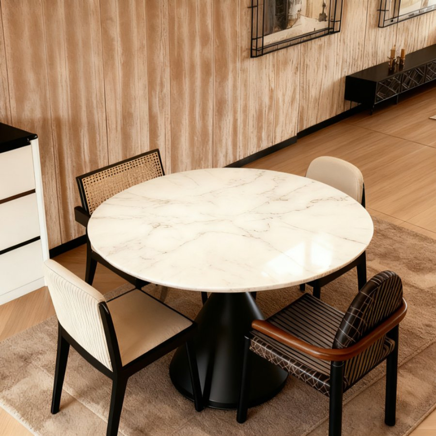 Mesa de Jantar Personalizada em Pedra Tecnológica Moderna, Resistente a Arranhões e Leve
