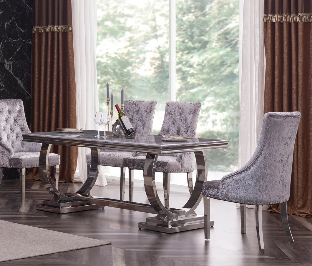 Conjunto de Jantar Vintage Acessível com Mesa de Consola de Tampo de Mármore Sólido