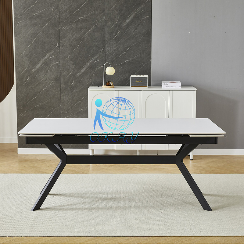 Restaurante Sala de Estar Moderna 6 Mesa de Jantar Retangular Dobrável em MDF