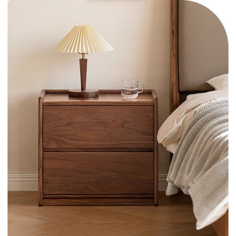 Fabricante Mesas de Cabeceira de Madeira Sólida Contemporâneas, Mesa de Lâmpada para Quarto, 2 Gavetas de Armazenamento Mesa de Cabeceira