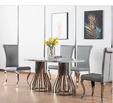 Conjunto de Jantar Vintage Acessível com Mesa de Consola de Tampo de Mármore Sólido