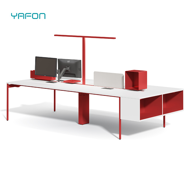Móvel de Escritório Moderno Mesa de Computador em Painel de Partículas 4 Mesa de Escritório para 4 Estação de Trabalho