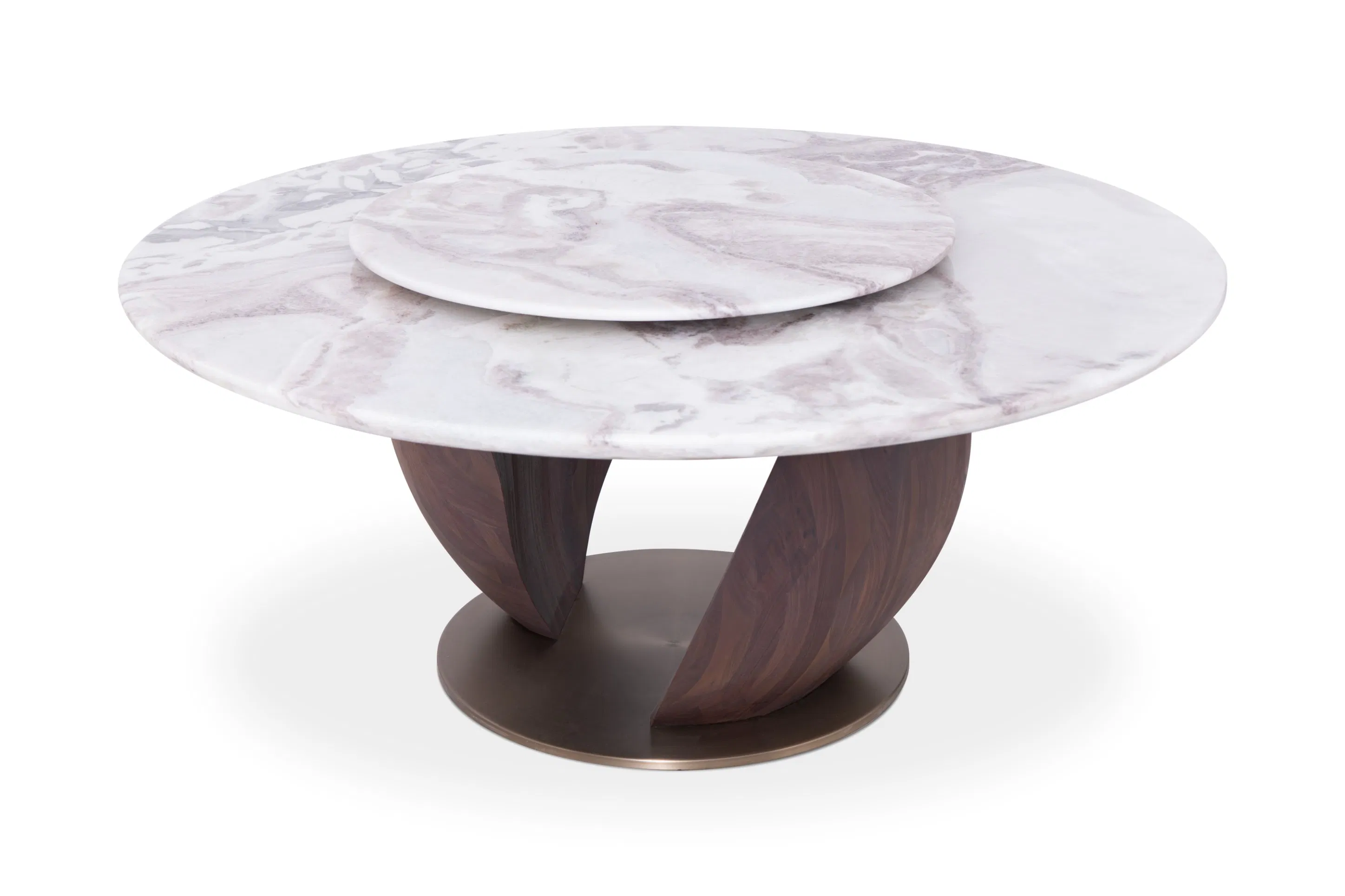 Mesa Redonda de Jantar Moderna em Madeira Sólida Elegante com Mármore Natural de Primavera