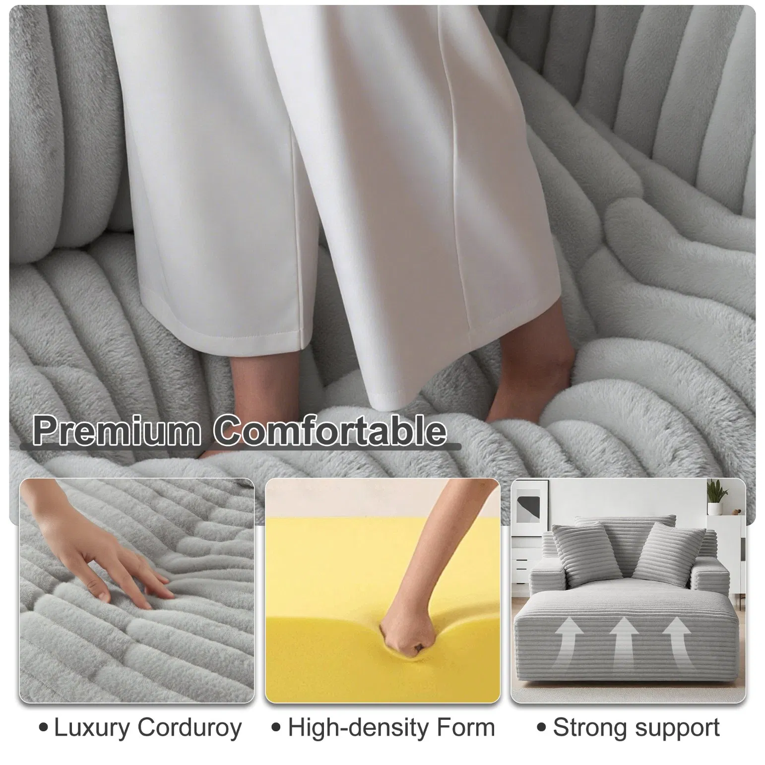 Sofá Comprimido Estiloso com Design Modular Multifuncional para Conforto