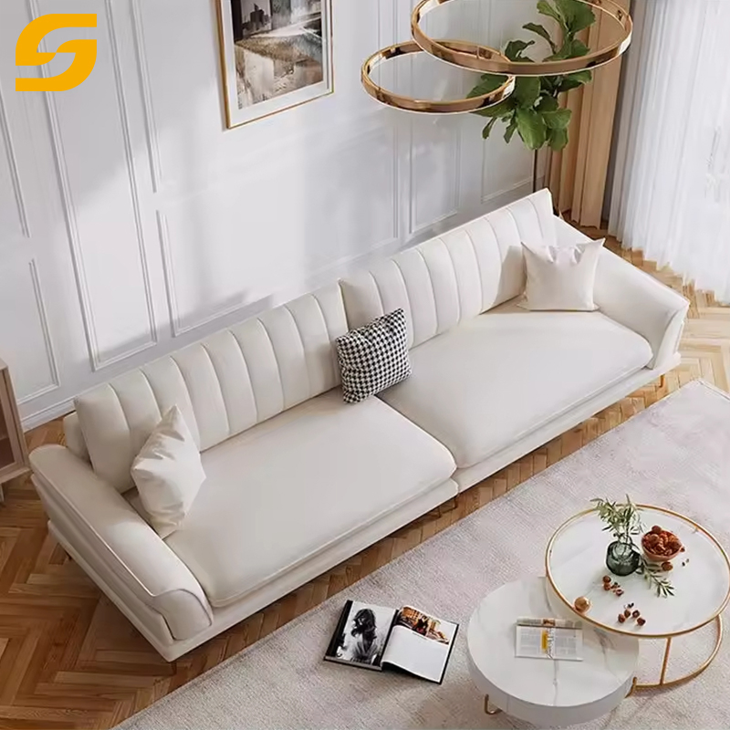 Sofá de Luxo Nordic Light em Tecido Premium 4-Seater Sofá Barato para Pequenos Apartamentos Móveis Modernos para Salas de Estar