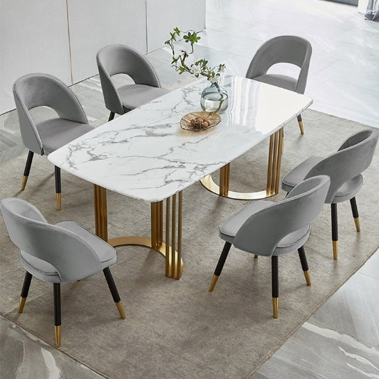 Mesa de Jantar por Atacado Móveis Design Moderno Mesa de Jantar em Pedra Sinterizada para Cozinha de Casa