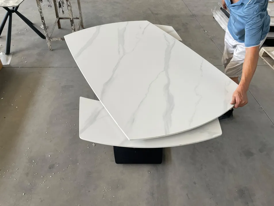 Mesa de Jantar Retangular Quadrada de Cerâmica Extensível em Mármore para Restaurante