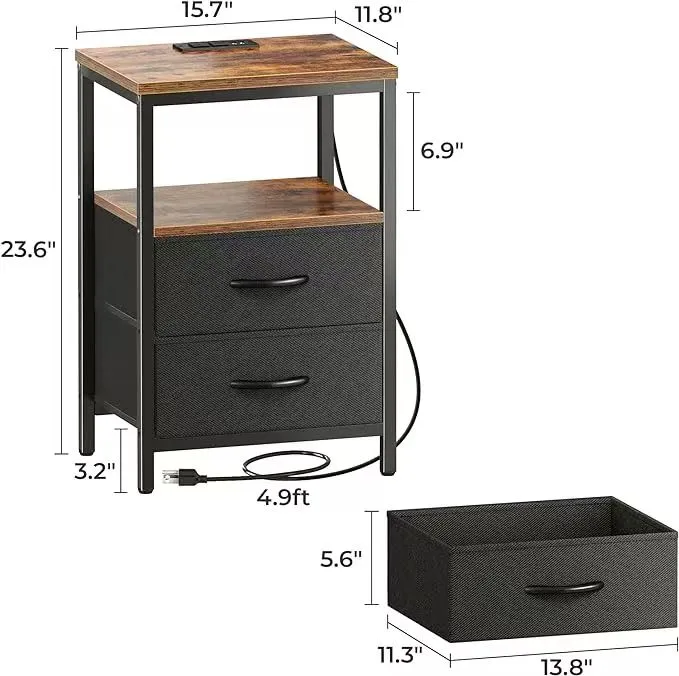 Mesa de cabeceira com estação de carregamento, mesa de cabeceira com portas USB e tomadas