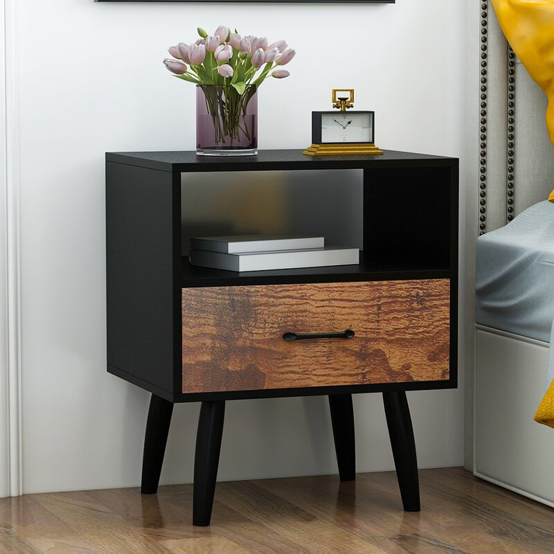 Mesa de cabeceira moderna de madeira maciça de luxo com design nórdico