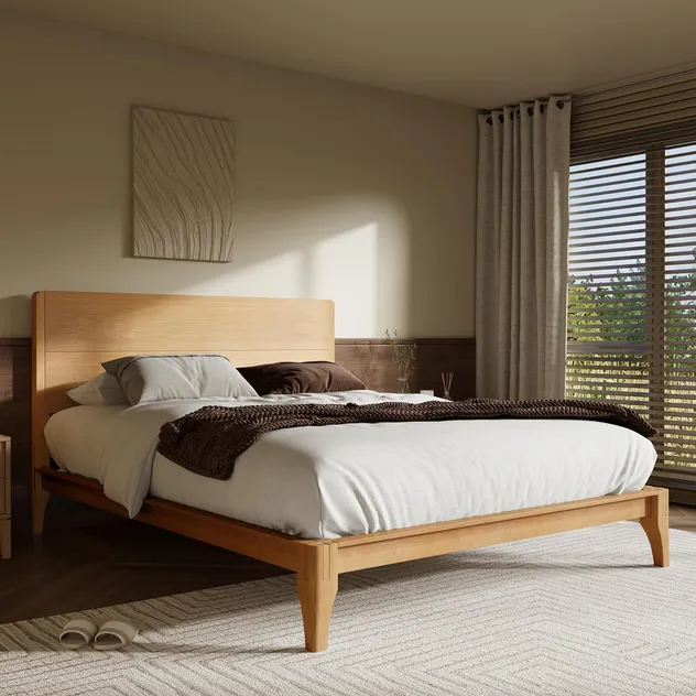 Mesa de cabeceira sólida em madeira nórdica com exterior metálico suave e compartimento para gaveta para sala de estar moderna
