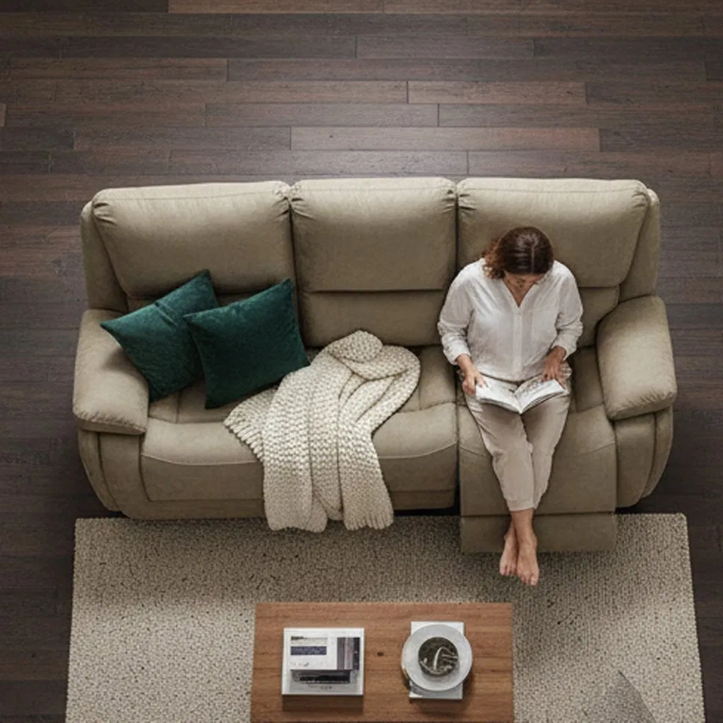Sofá Recliner Manual de Couro Modular Moderno Conjunto de Sofás para Sala de Estar