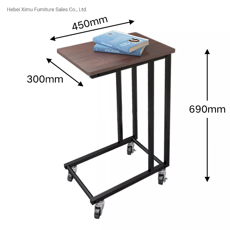 Mesa lateral de café em estilo retrô pequena com rodas