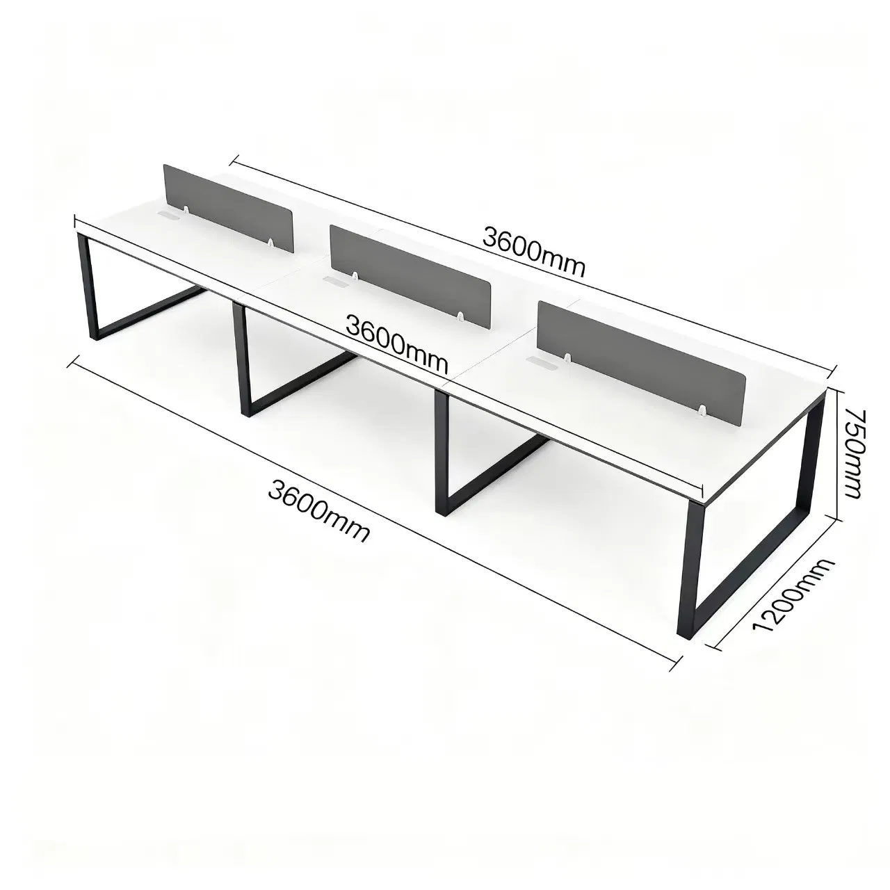 Mesa de Computador de Escritório com Tela de Privacidade, Personalizável 2 4 6 Estação de Trabalho para Pessoa