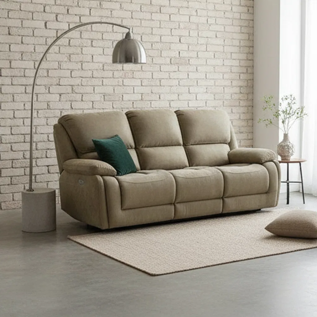 Sofá Recliner Manual de Couro Modular Moderno Conjunto de Sofás para Sala de Estar