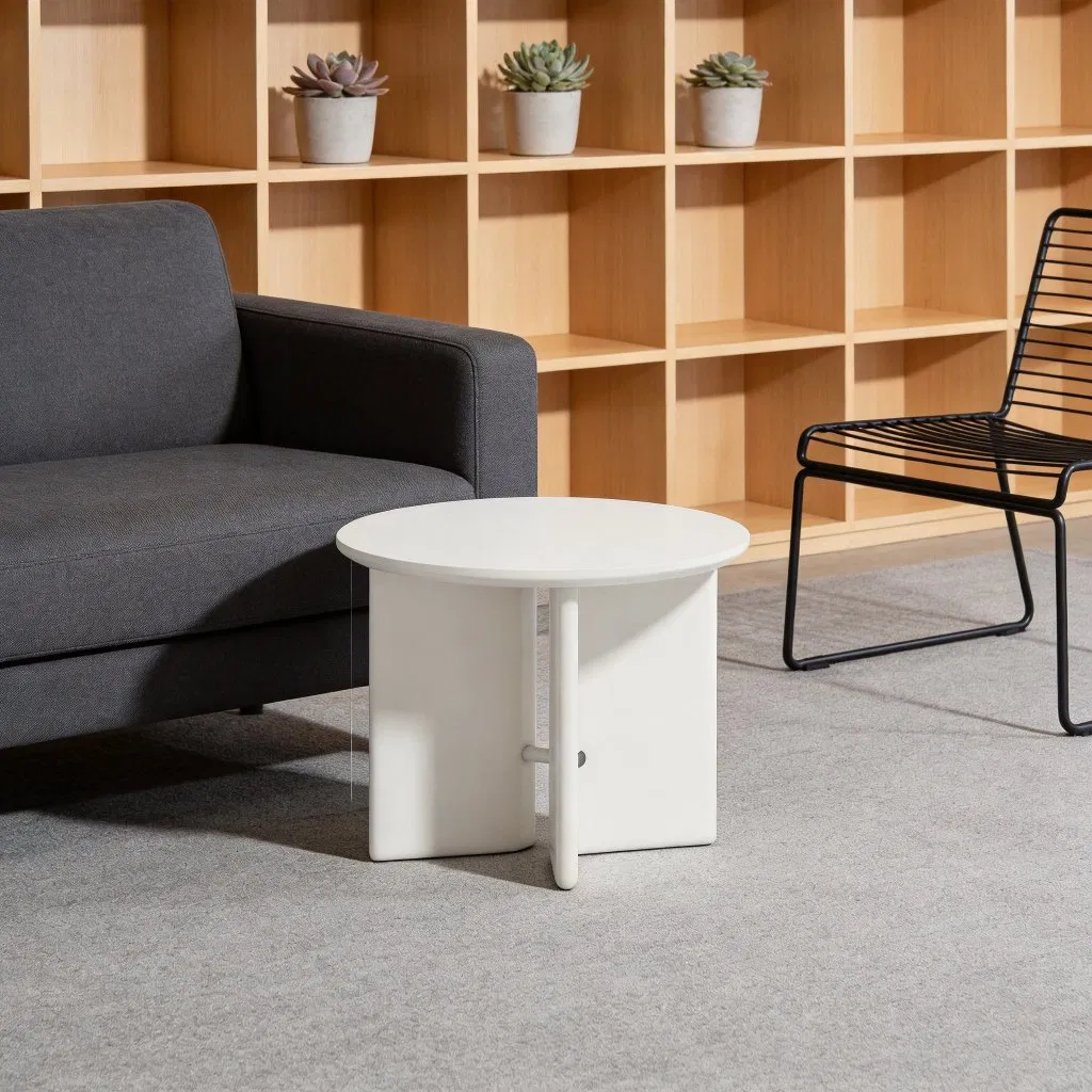 Mesa Lateral de Atacado, Mesa de Noite com Topo de Madeira, Criado-Mudo, Mesa Lateral de Sofá, Mesa de Canto para Cama, Base de Metal, Sala de Estar, Lazer Moderno, Mesa Lateral Redonda para Sofá