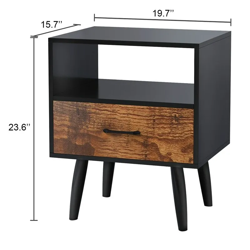 Mesa de cabeceira moderna de madeira maciça de luxo com design nórdico