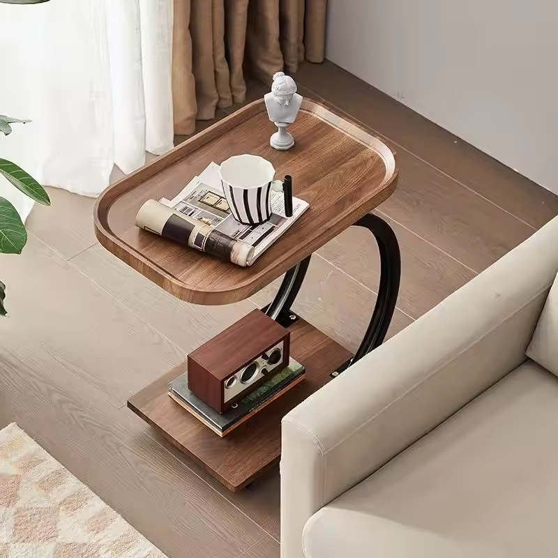 Mesa de Café Moderna Minimalista de Vidro para Sala de Estar, Pequena Mesa Lateral