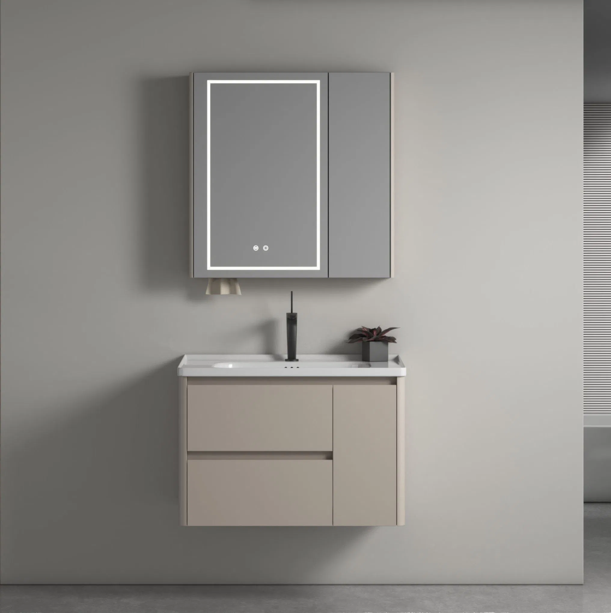 Vanidade de banheiro em PVC com gavetas duplas modernas e uma porta