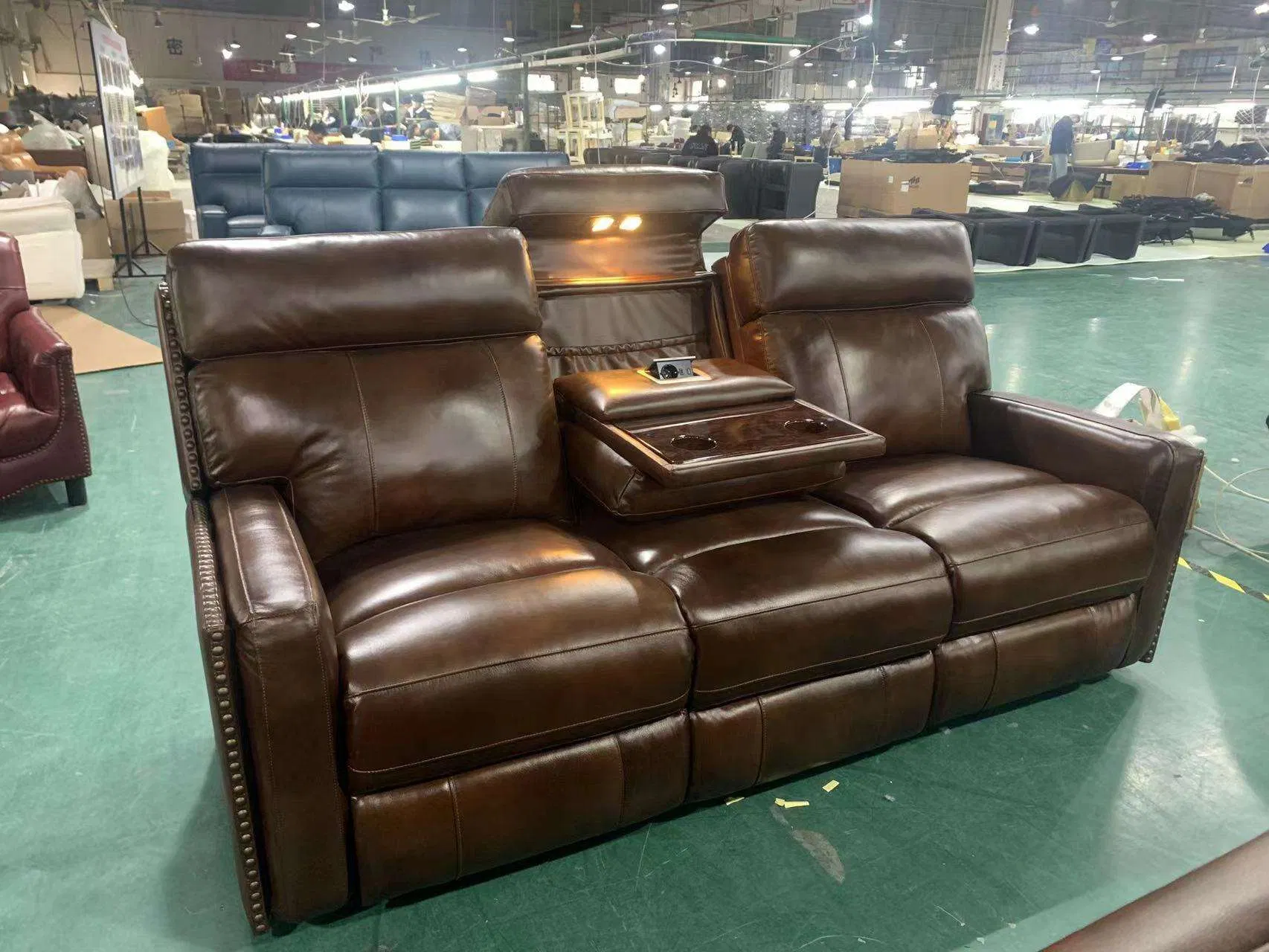Sofá Recliner Elétrico de Luxo Moderno 3 Lugares para Sala de Estar Móveis de Escritório