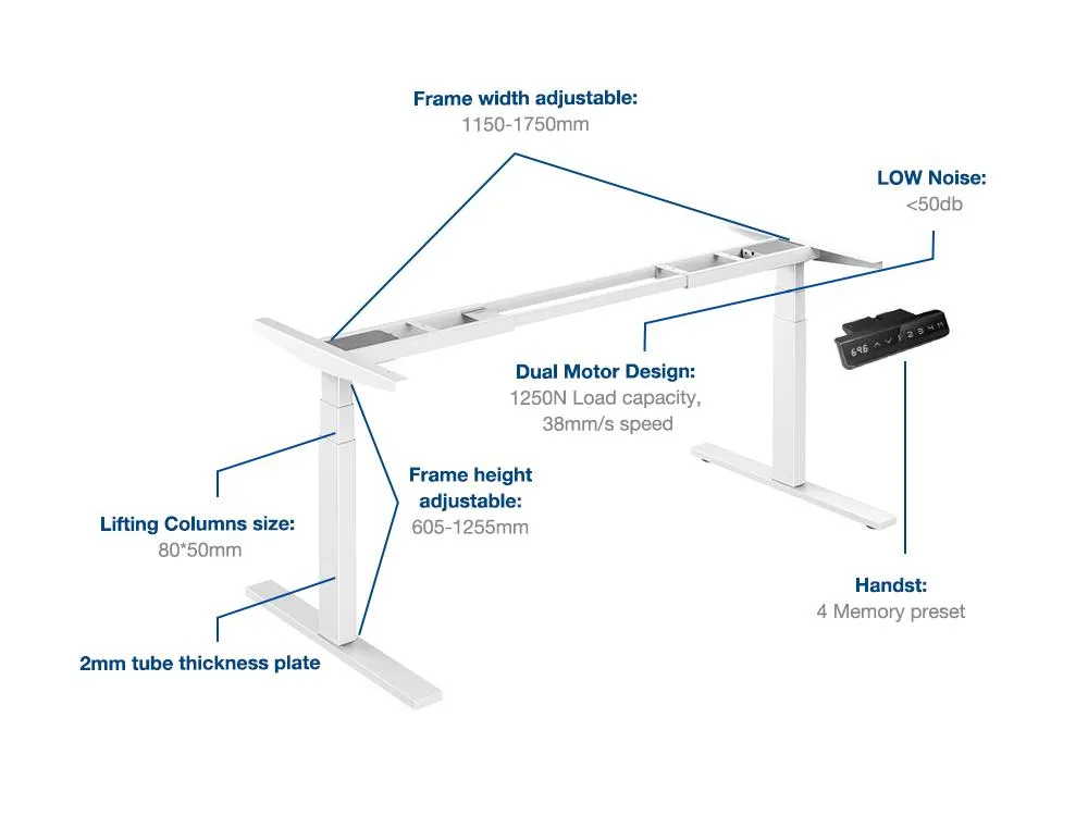 Mesa de Computador Ergonômica Estrutura de Aço Metálico Altura Ajustável Mesa de Elevação para Escritório em Casa