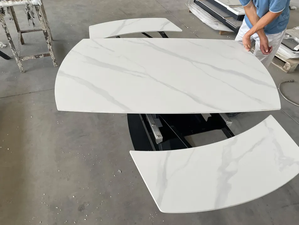 Mesa de Jantar Retangular Quadrada de Cerâmica Extensível em Mármore para Restaurante