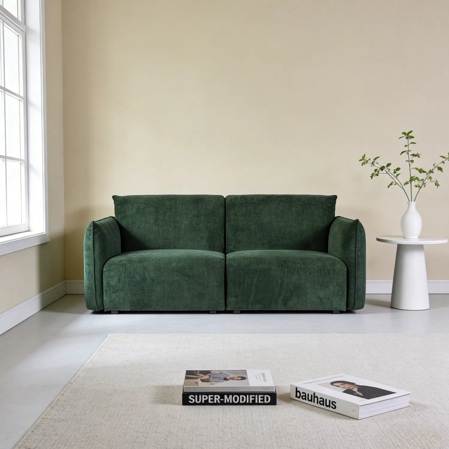 Sofá compacto de dois lugares em tecido e couro, elegante, de luxo suave, moderno, estilo japonês, ecológico, líder de indústria para sala de estar, móveis para casa