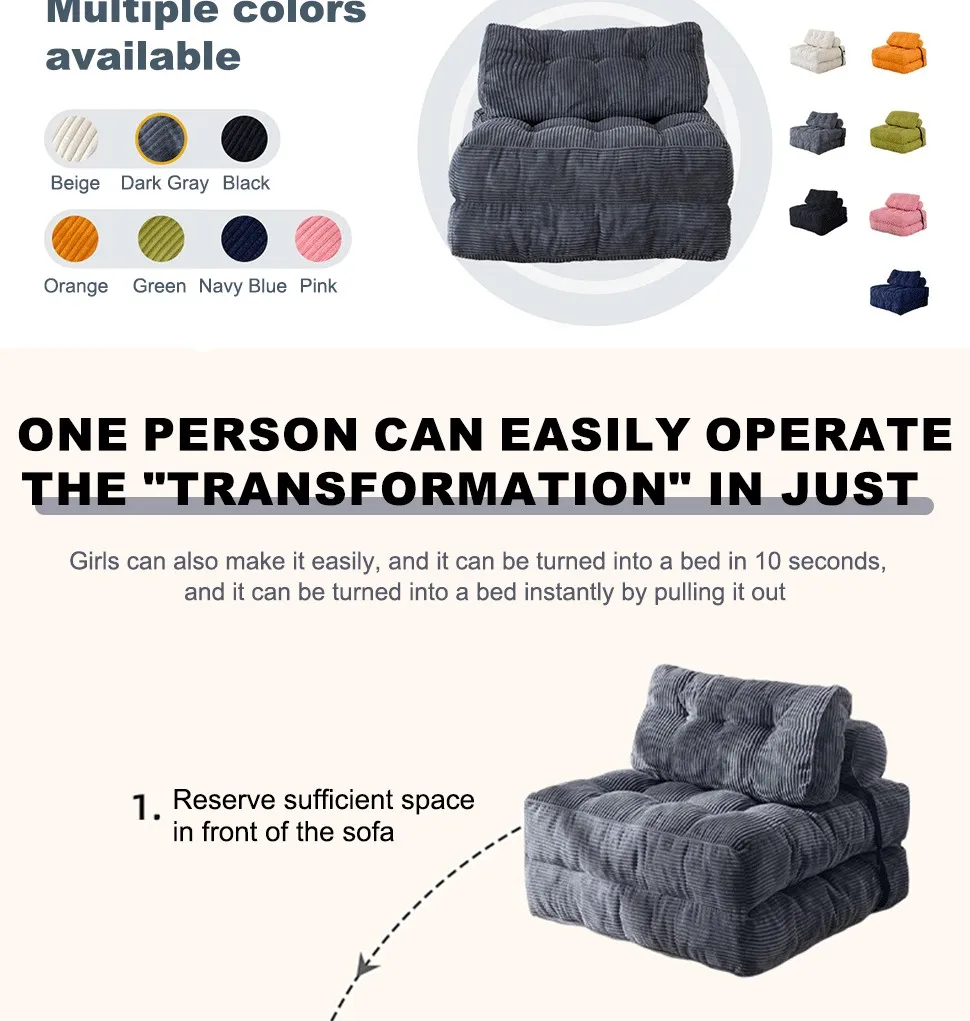 Sofá-cama dobrável, cadeira conversível com suporte para as costas e travesseiro futon, sofá dobrável para uso em sala de estar/visitas/escritório em casa, cama cadeira dobrável