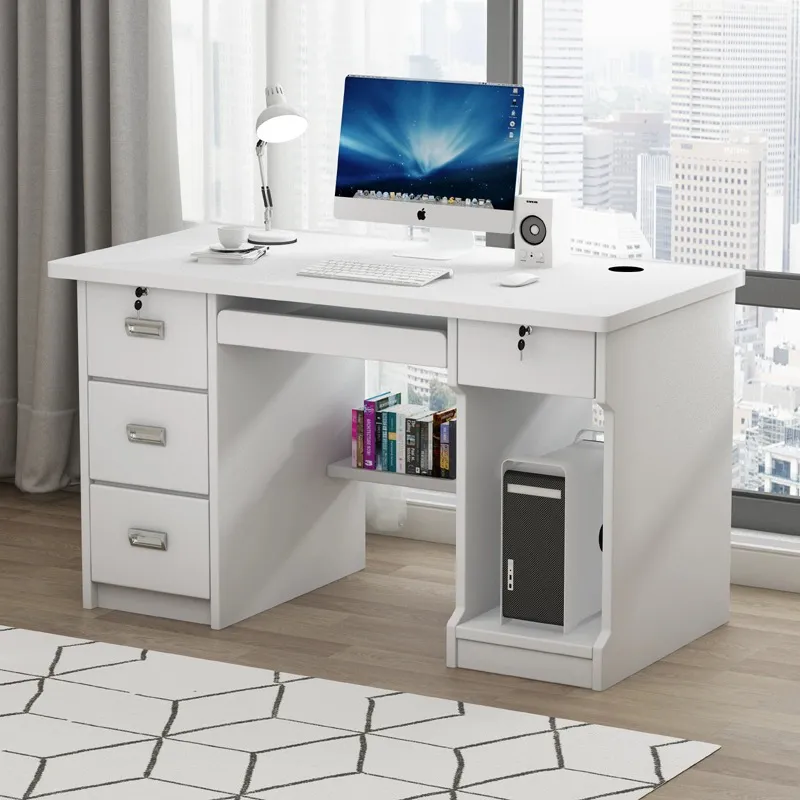 Mesa de escritório moderna dobrável personalizada e barata em madeira para computador executivo