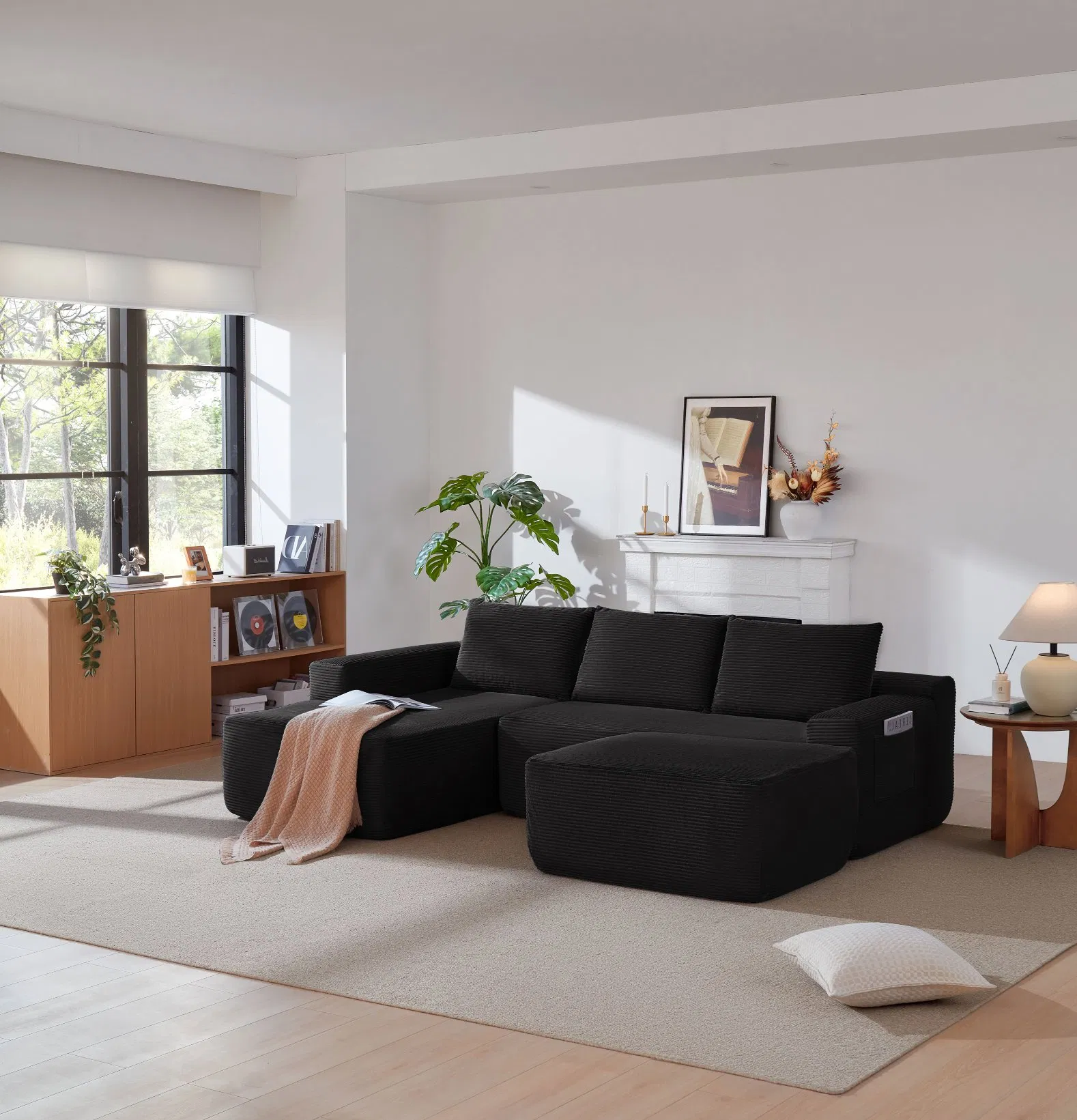Sofá-cama comprimido de tecido moderno de Foshan, conjunto de móveis para sala de estar, reclinável inflável sem ossos, seccional para casa, atacado