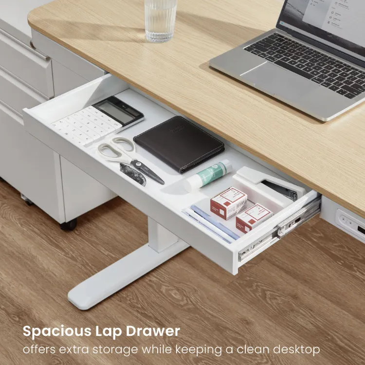 Mesa de jogos elétrica ergonômica ajustável em altura com motor único inteligente, com gaveta e portas USB, para escritório em casa e computador portátil, com elevação para sentar e ficar em pé