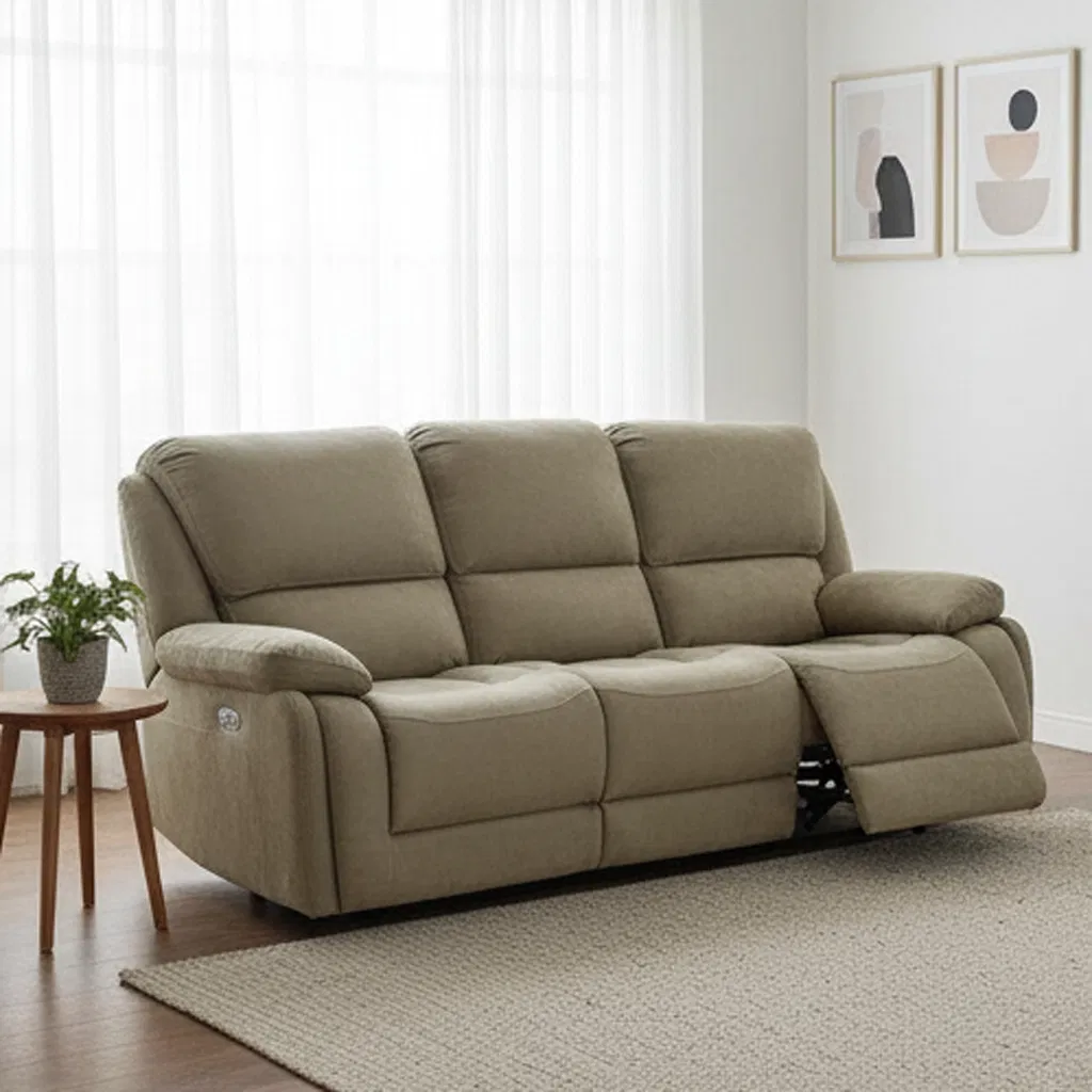 Sofá Recliner Manual de Couro Modular Moderno Conjunto de Sofás para Sala de Estar