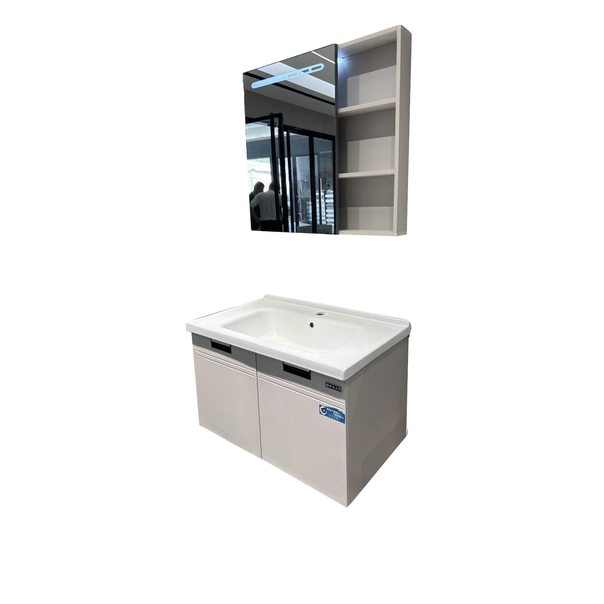 Conjunto de Gabinete de Banheiro Moderno com Pia Única Montado na Parede Vanities Home