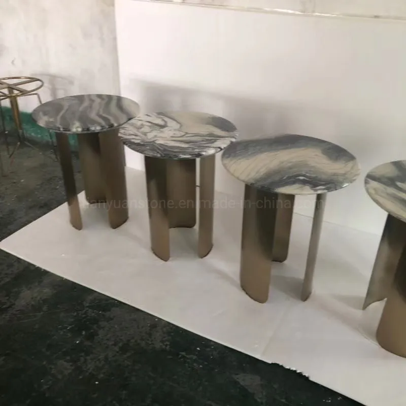 Mesa Lateral Redonda de Mármore Luxuosa para Casa