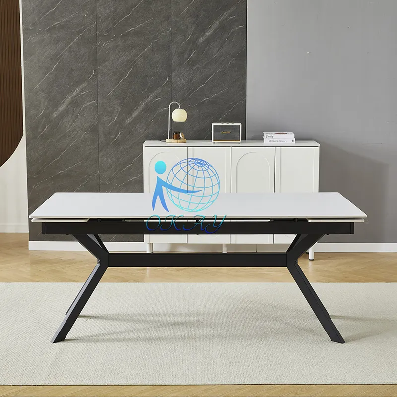 Restaurante Sala de Estar Moderna 6 Mesa de Jantar Retangular Dobrável em MDF