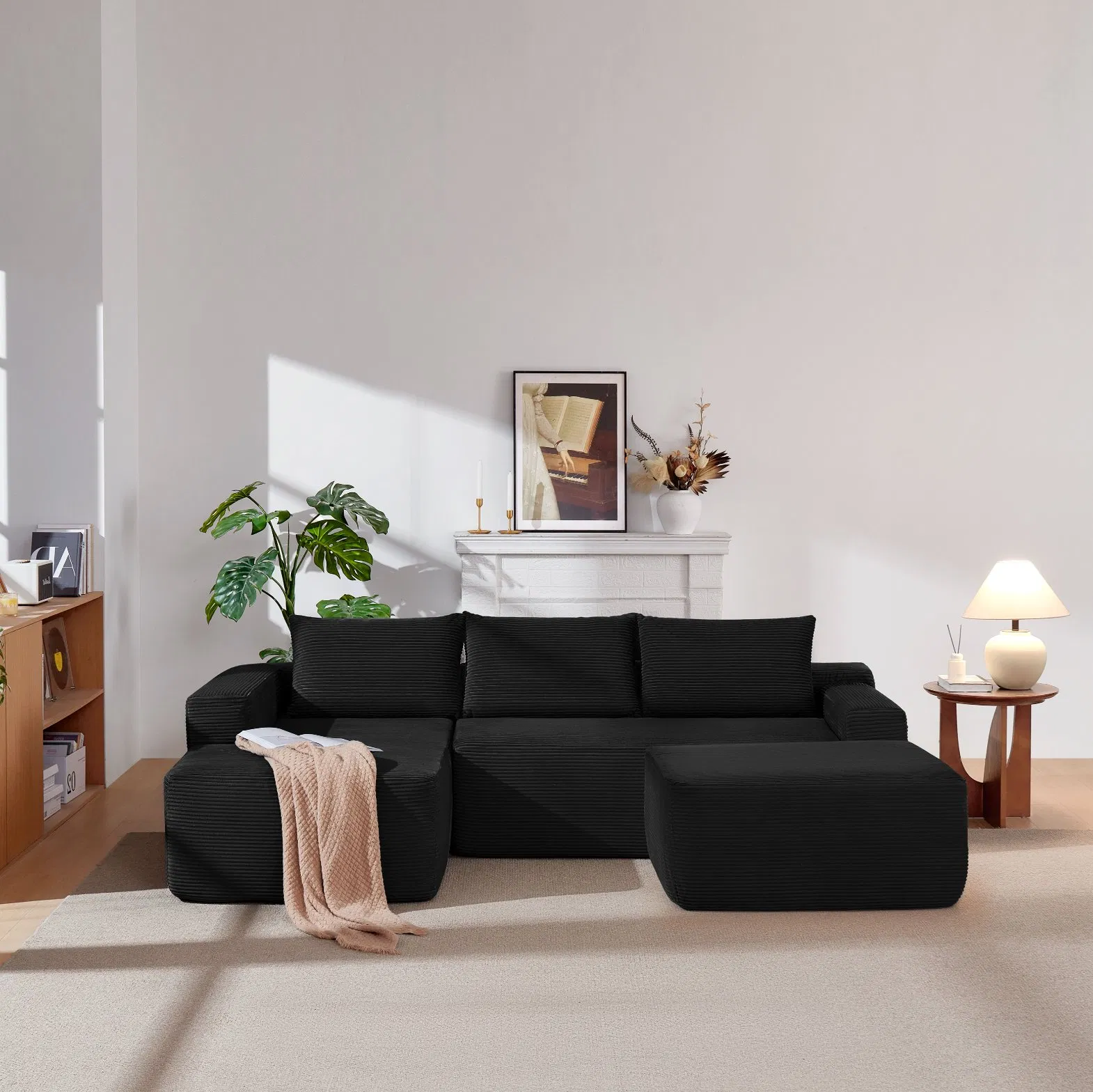 Sofá-cama comprimido de tecido moderno de Foshan, conjunto de móveis para sala de estar, reclinável inflável sem ossos, seccional para casa, atacado