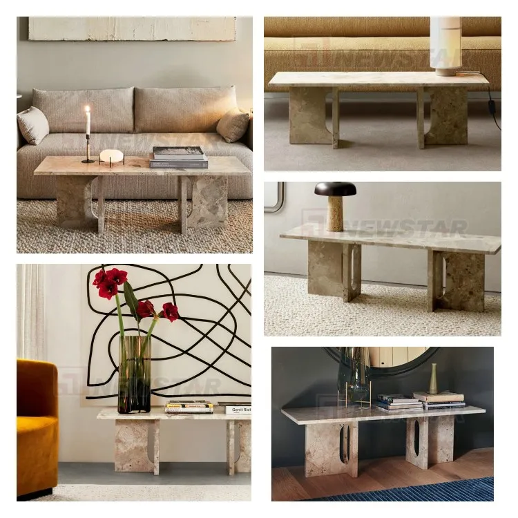 Mesa de Centro de Mármore Travertino Moderno
