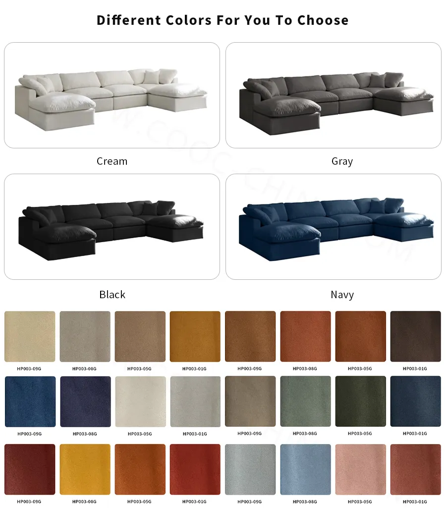 Sofá Modular Seccional de Tecido Branco Moderno
