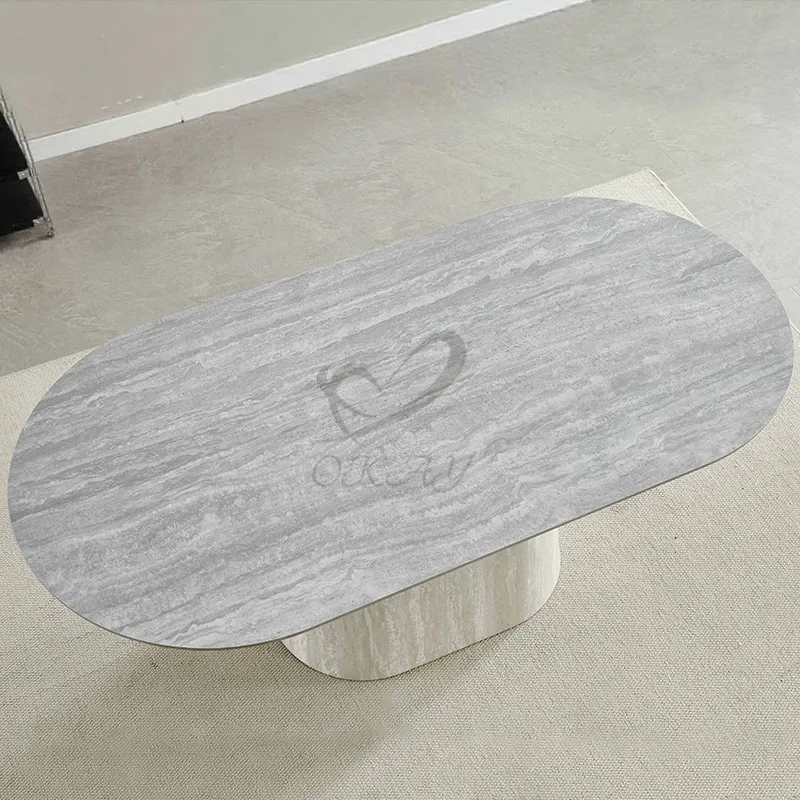 Mesa de Jantar Oval Beje de MDP para Casa de Luxo