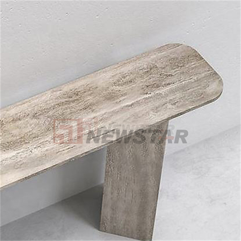 Mesa de Console Personalizada Newstar em Pedra Travertina Moderna Cinza