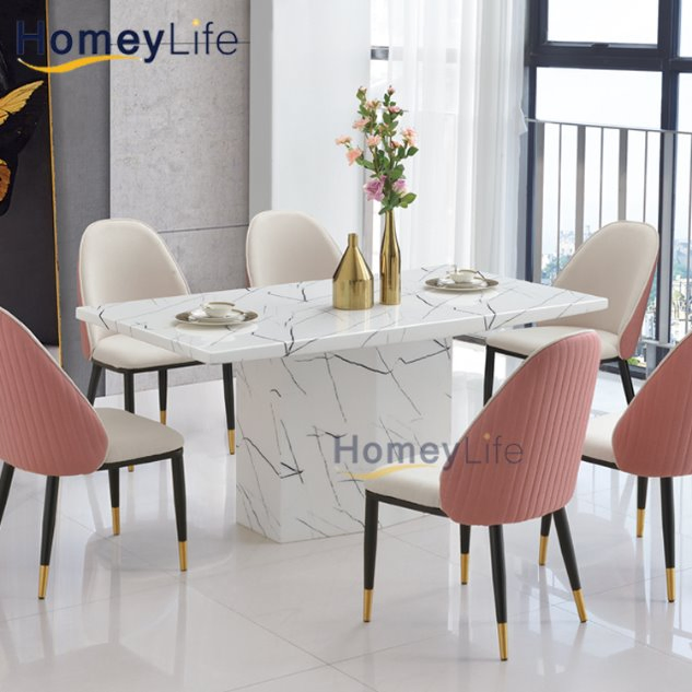 Conjunto de Jantar Vintage Acessível com Mesa de Consola de Tampo de Mármore Sólido