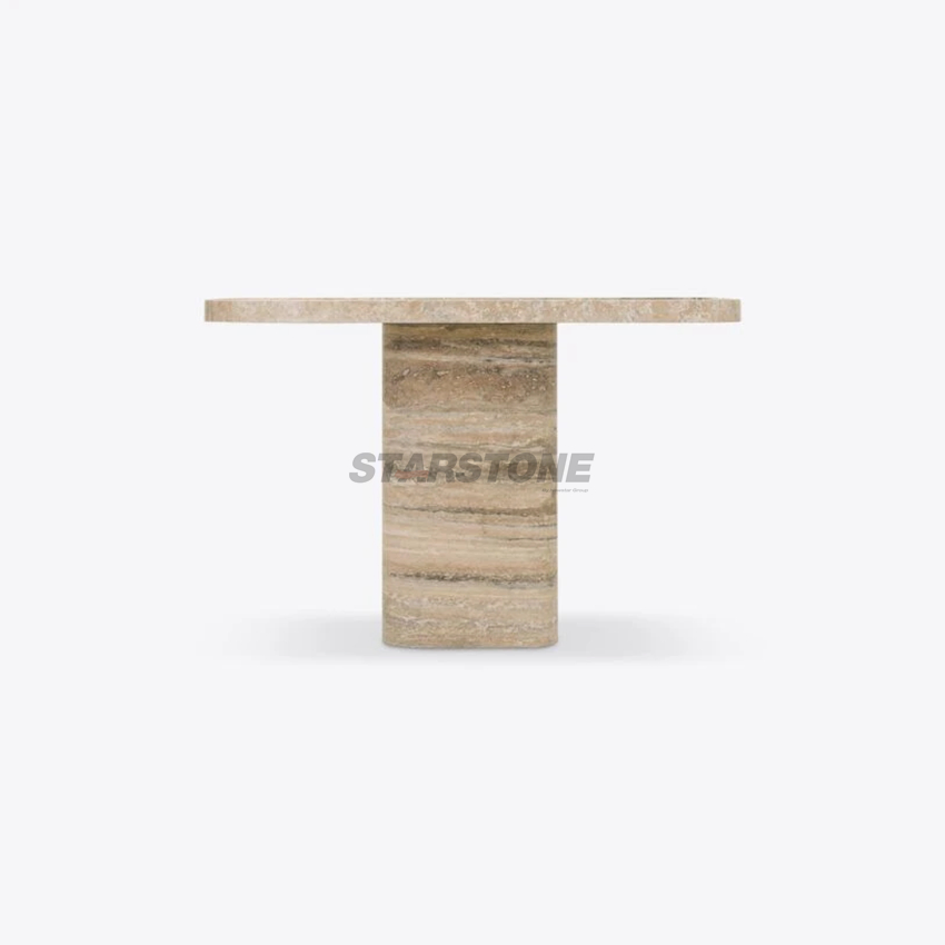 Mesa de Café Retangular Base de Pedra Natural Starstone Mármore Mesa de Café Travertino Prata Antiga Italiana Acabamento Fosco