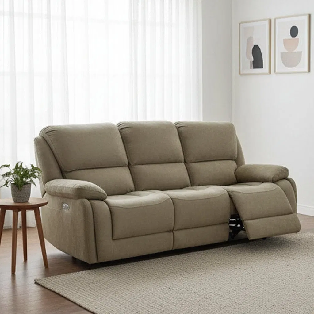 Sofá Recliner Manual de Couro Modular Moderno Conjunto de Sofás para Sala de Estar