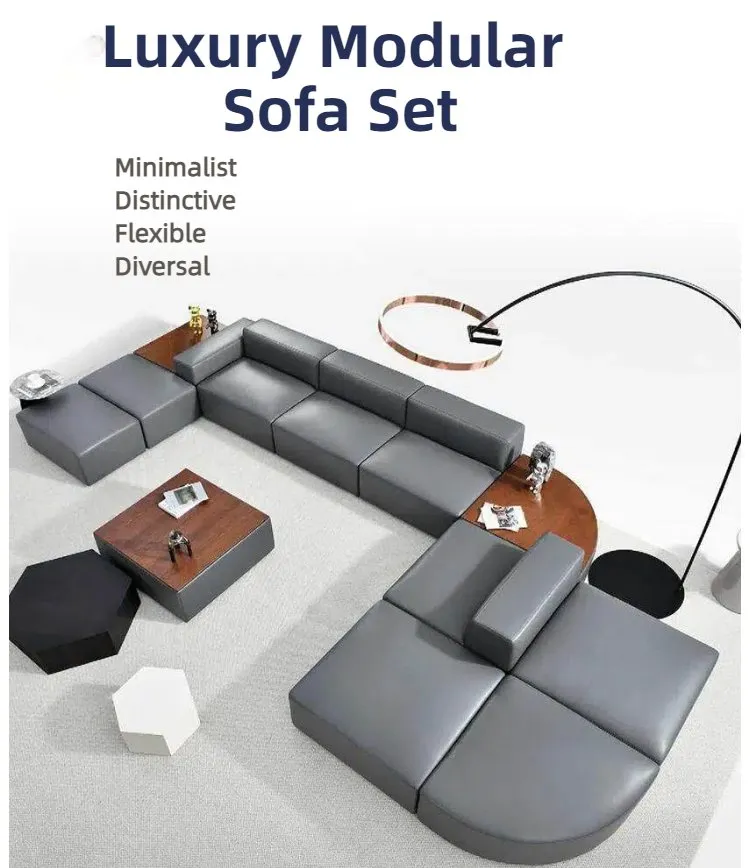 Sofá de Lounge de Escritório e Hotel Estilo Moderno em Couro para Sala de Espera Sofá Modular Curvo para Escritório