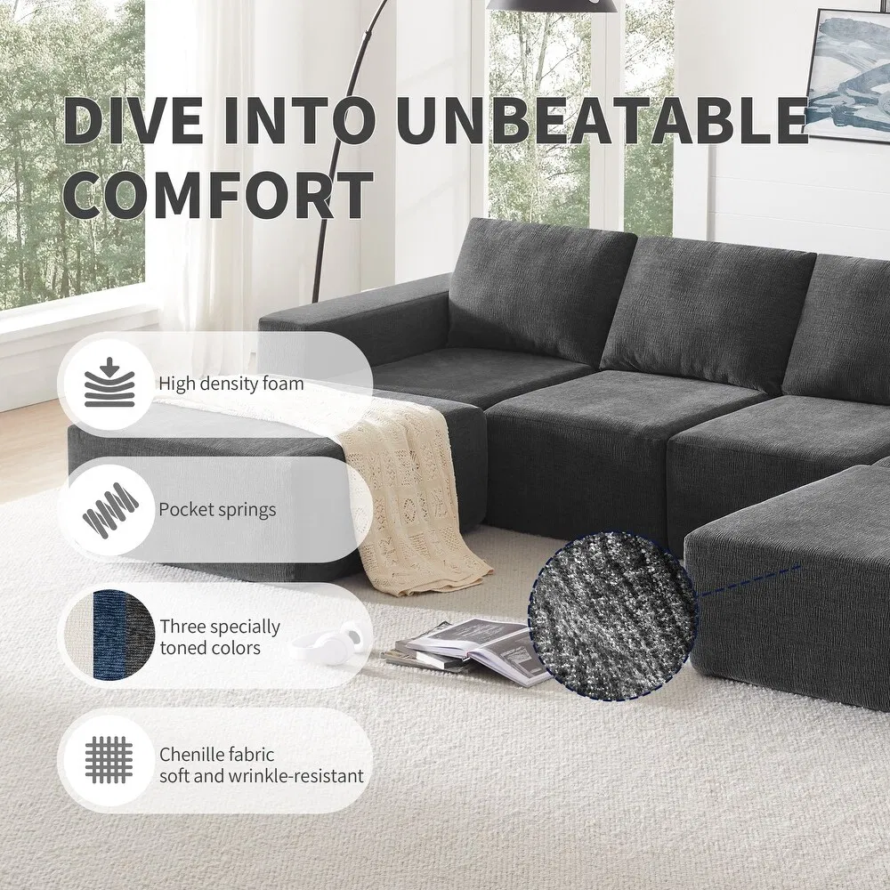 Conjunto de Sofás de Tecido Comprimido para Sala de Estar Moderna 3 Estilo Minimalista