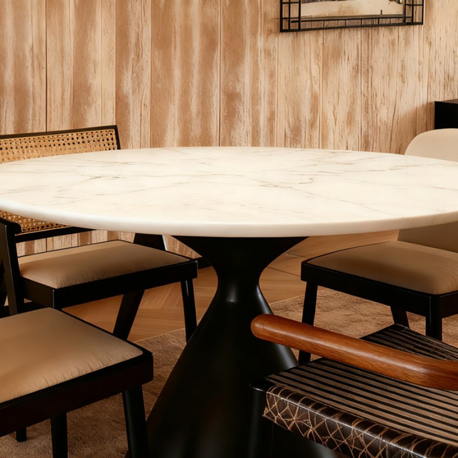 Mesa de Jantar Personalizada em Pedra Tecnológica Moderna, Resistente a Arranhões e Leve
