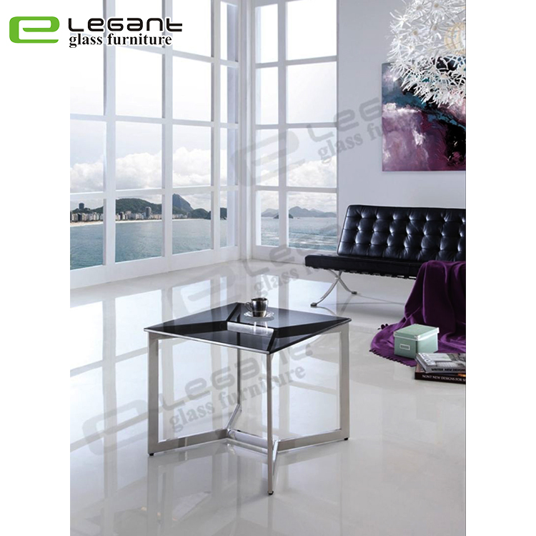 Reforçar o suporte de metal mesa lateral de vidro quadrada