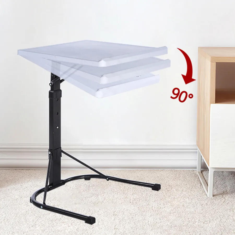 Mesa portátil ajustável dobrável de plástico preto multifuncional para laptop ao lado da cama