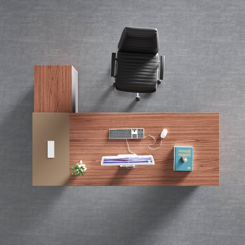 Mesa de Escritório Executiva em Madeira Melamínica Ekintop, Mobiliário de Escritório Moderno, Mesa em L