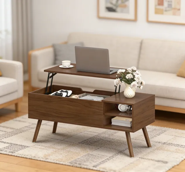 Mesa de Café em Estilo Fazenda com Aparência Vintage Distinta e Desgastada
